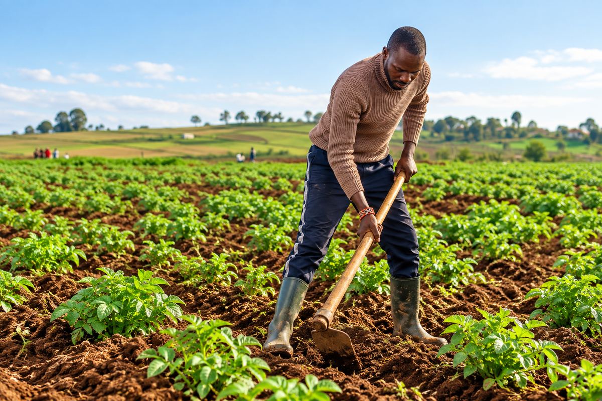 Un agriculteur travaille sa parcelle